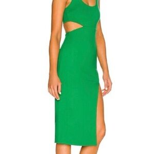 Lovers + Friends Green Asymmetrical Halter Midi Dress
